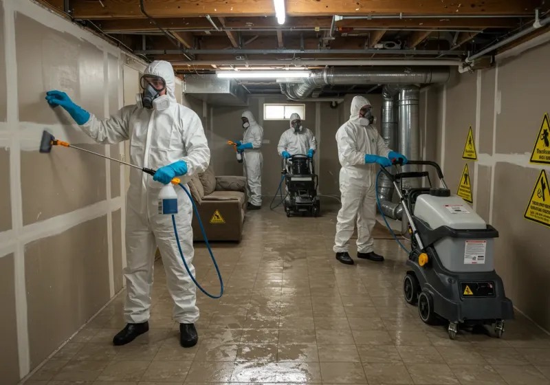 Basement Moisture Removal and Structural Drying process in Greenback, TN